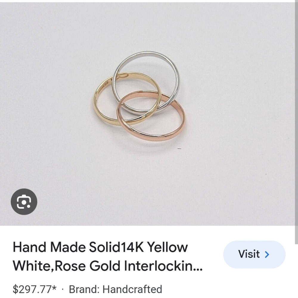 Interlocking Size 8.5 white solid gold and rose solid gold ring - Picture 5 of 7